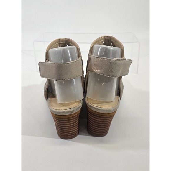 EARTH Women's 8.5 Murano Mist Sandal Laser Cut Leather Open Toe Heels Shoes - Picture 6 of 10